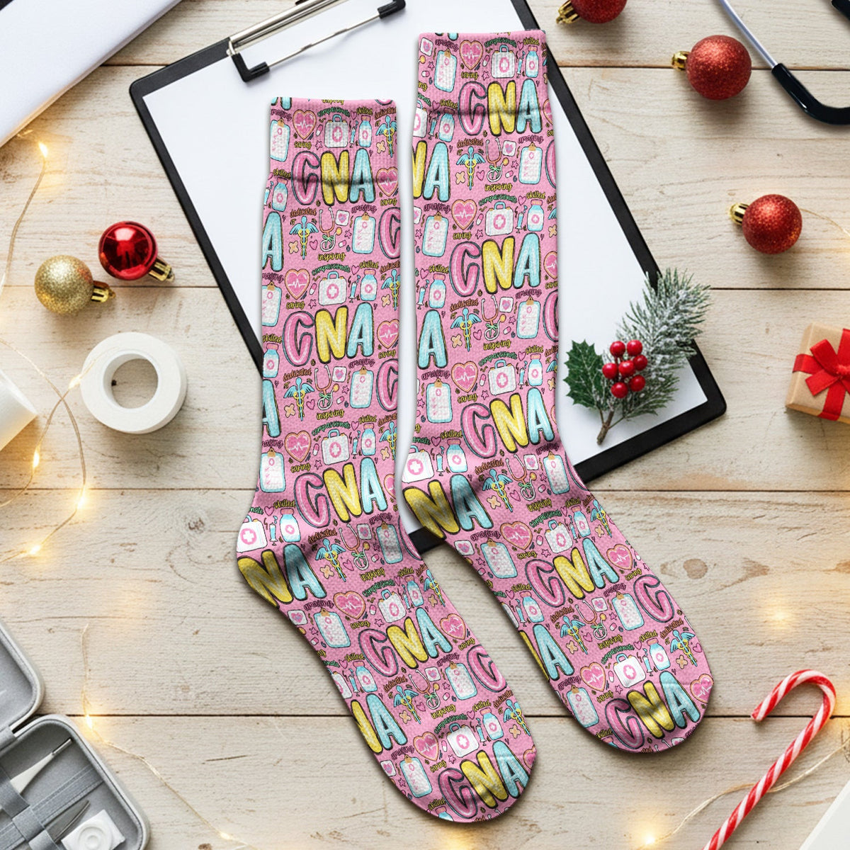 CNA Nurse Appreciation Pattern Socks, Breathable Fabrics Medical Uniform