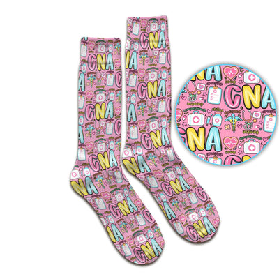 CNA Nurse Appreciation Pattern Socks, Breathable Fabrics Medical Uniform