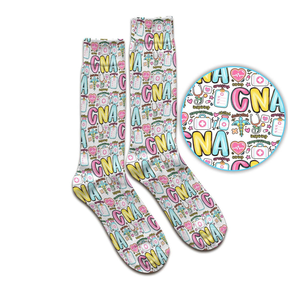 CNA Nurse Appreciation Pattern Socks, Breathable Fabrics Medical Uniform