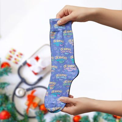 Inspirational Nurse Quote Care Message Pattern Socks, Breathable Fabrics Medical Uniform