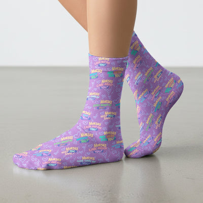 Inspirational Nurse Quote Care Message Pattern Socks, Breathable Fabrics Medical Uniform