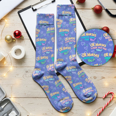 Inspirational Nurse Quote Care Message Pattern Socks, Breathable Fabrics Medical Uniform