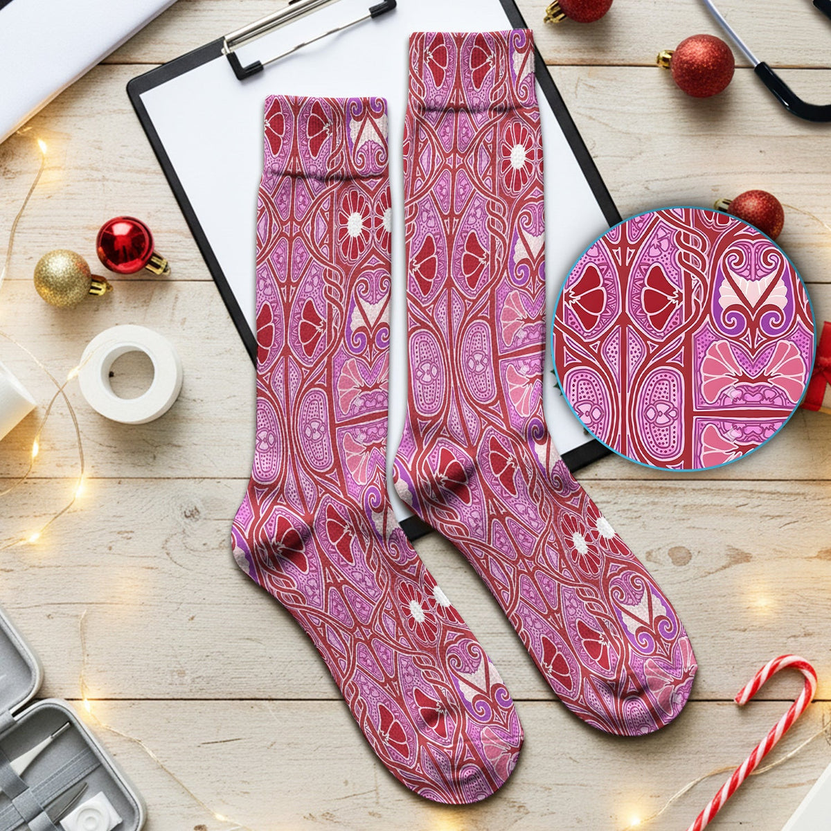 Vintage Ornamental Floral Pattern Socks, Socks for Nurse Doctor