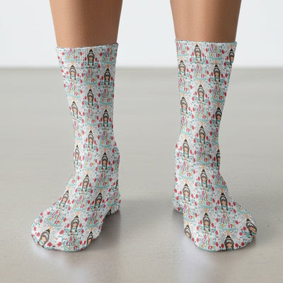 Get Well Soon Girl Floral Caring Pattern Socks, Adult Socks for Men and Women