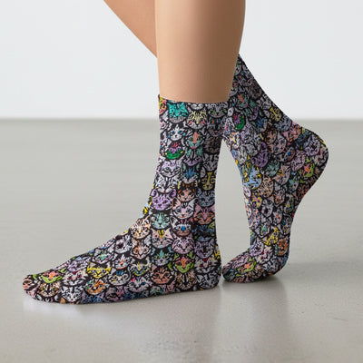 Colorful Cat Faces Pattern Socks, Socks for Nurse Doctor