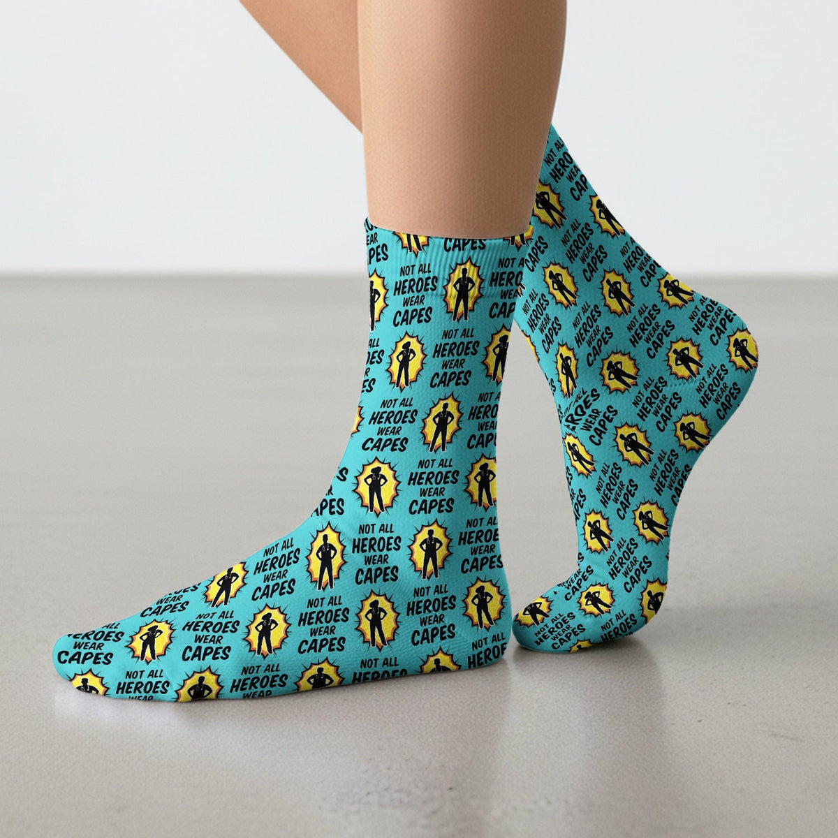 Not All Heroes Wear Capes Nurse Pattern Socks, Breathable Fabrics Medical Uniform