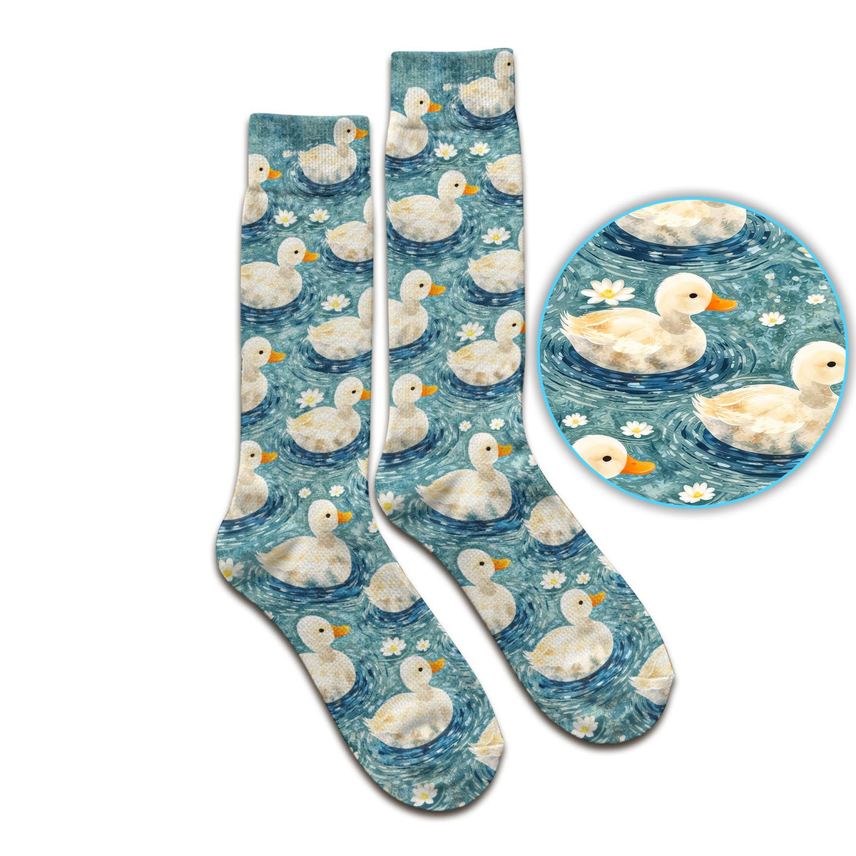 Charming Duck Pond Socks, Adult Socks for Men and Women