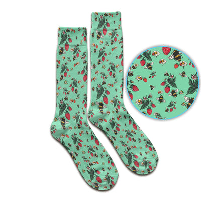 Cute Strawberry Bee Daisy Floral Pattern Scrub Socks, Socks for Nurse Doctor