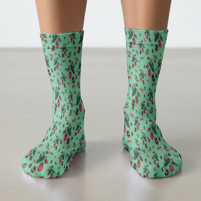 Cute Strawberry Bee Daisy Floral Pattern Scrub Socks, Socks for Nurse Doctor