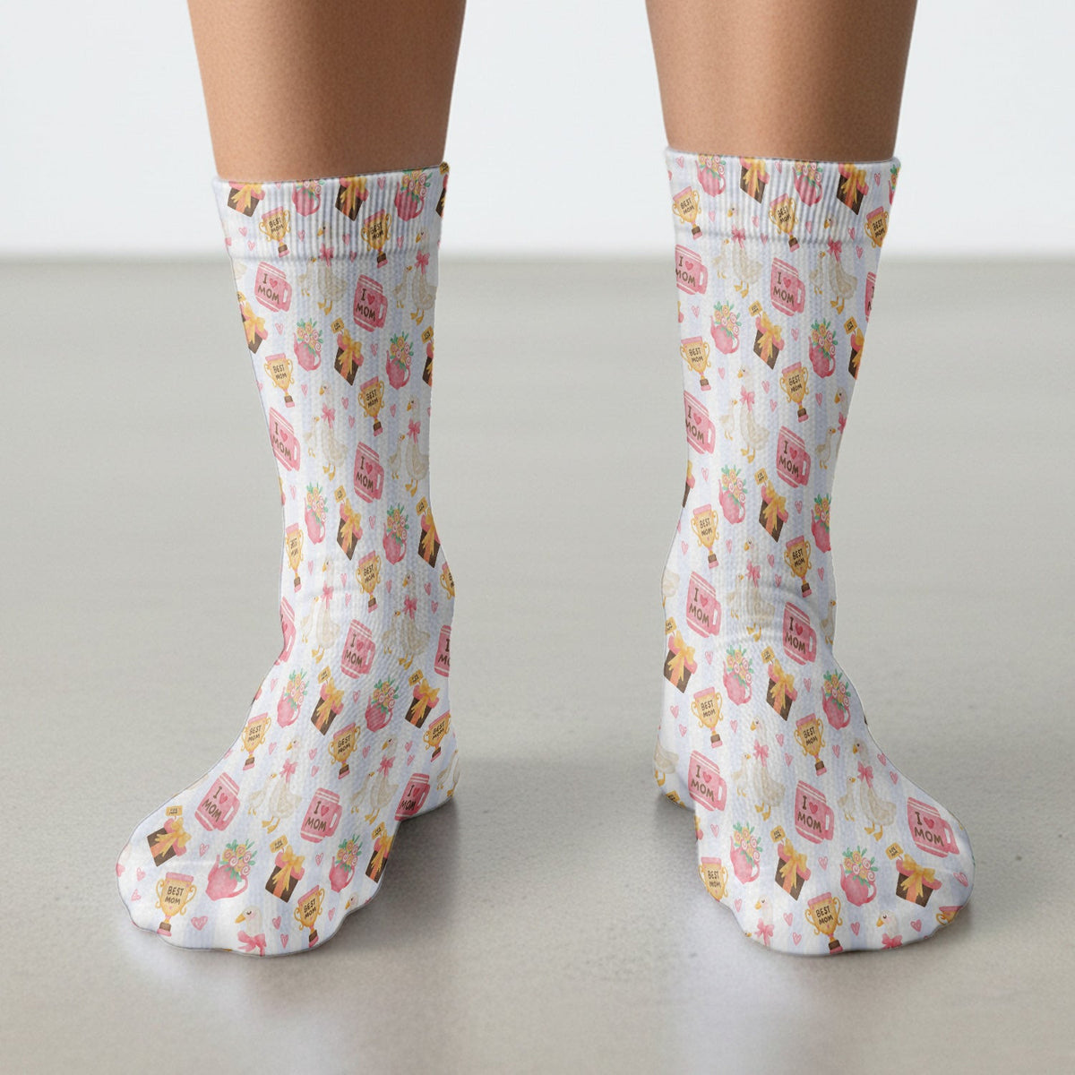 Sweet Nurse Mom Goose Gift Trophy Pattern Socks, Adult Socks for Men and Women