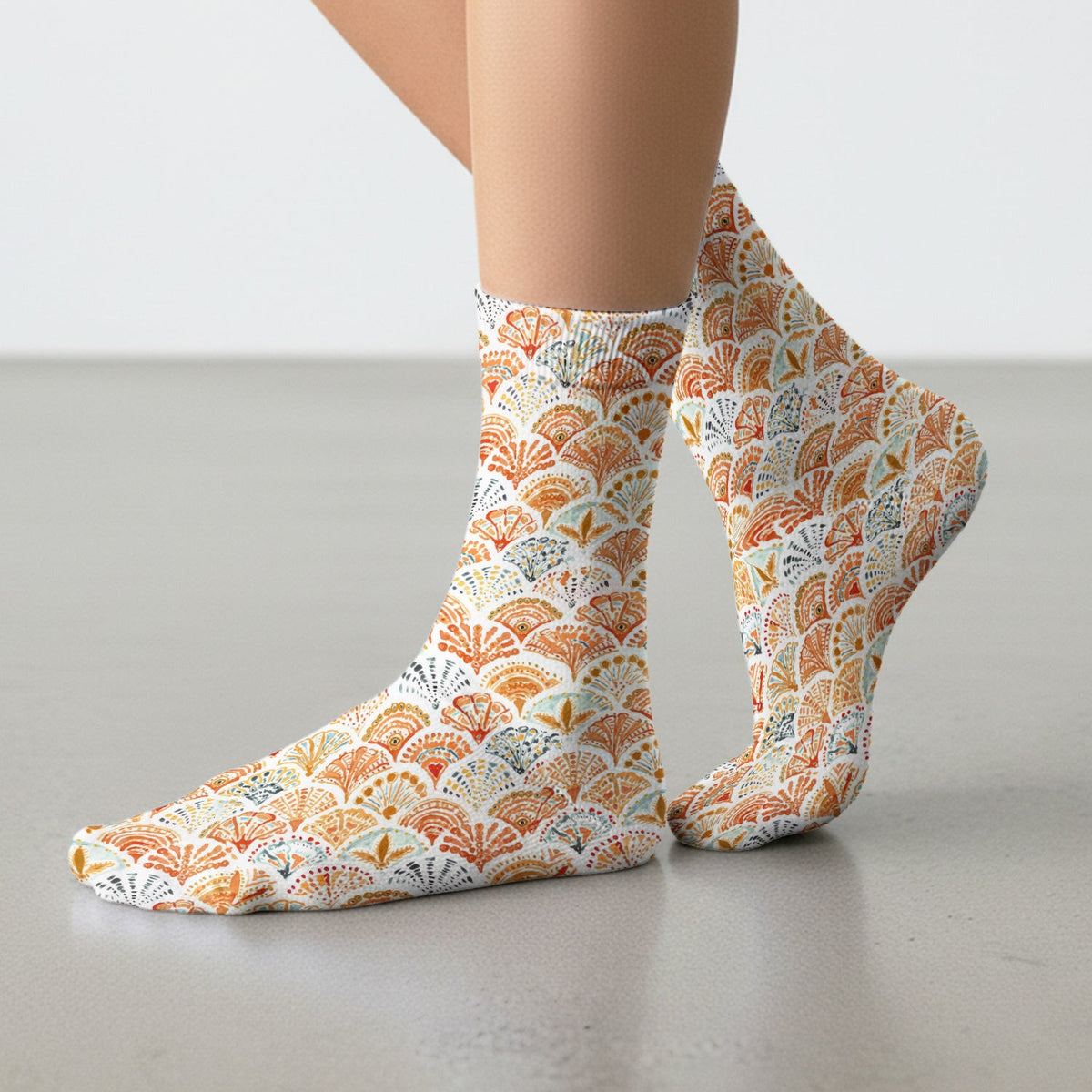Cute Boho Fan Pattern Socks, Socks for Nurse Doctor