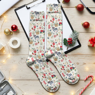Cute Cow Chicken Farm Pattern Socks, Socks for Nurse Doctor