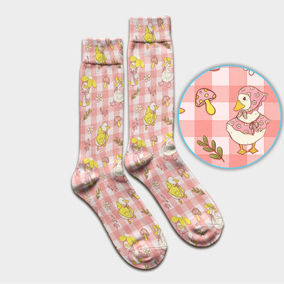 Cute Duck Outfit Gingham Pattern Scrub Socks, Socks for Nurse Doctor