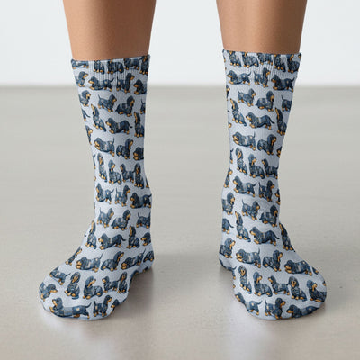 Denim Dachshund Dog Pattern Socks, Socks for Nurse Doctor