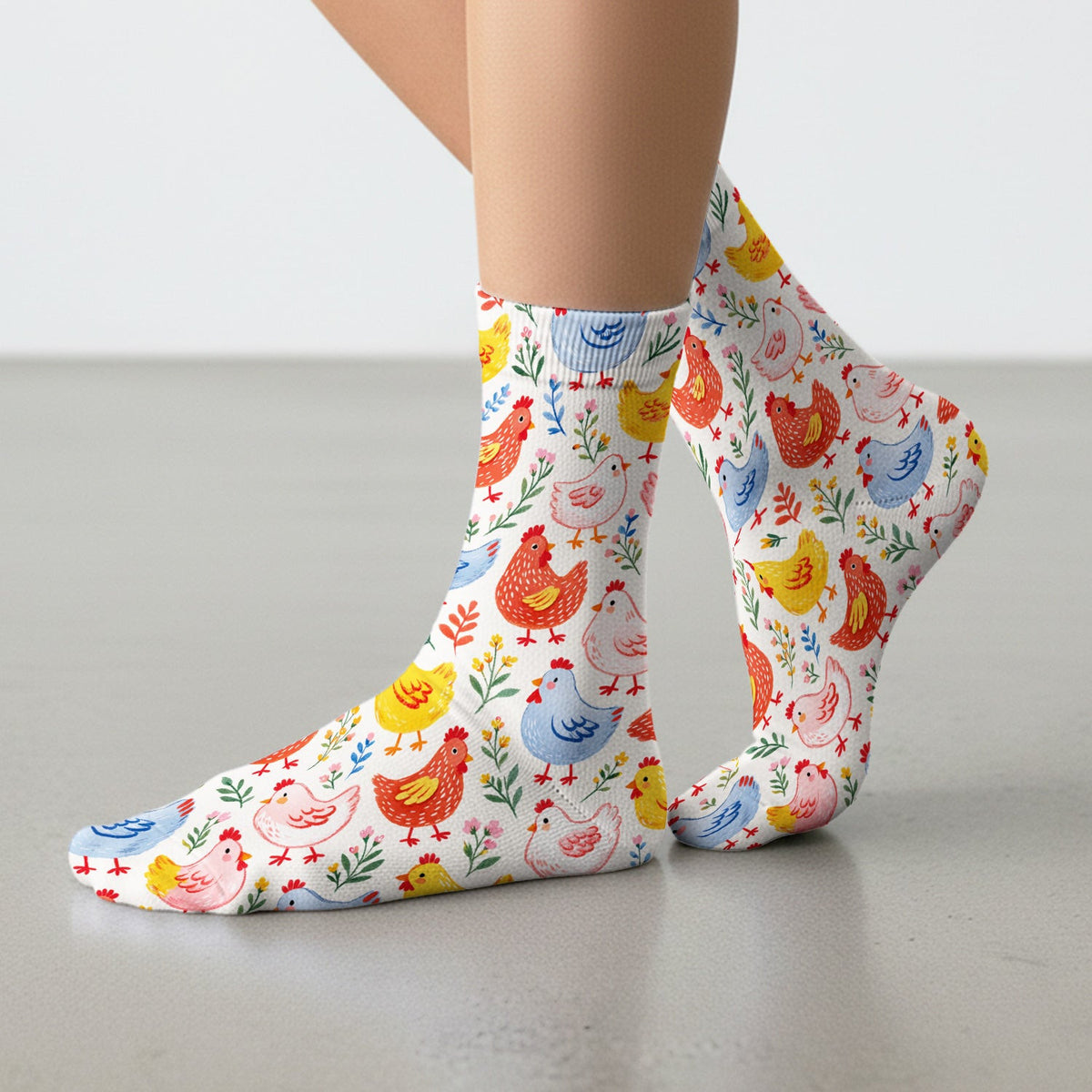 Fun Cartoon Hen Print Socks, Socks for Nurse Doctor