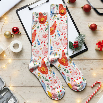 Fun Cartoon Hen Print Socks, Socks for Nurse Doctor