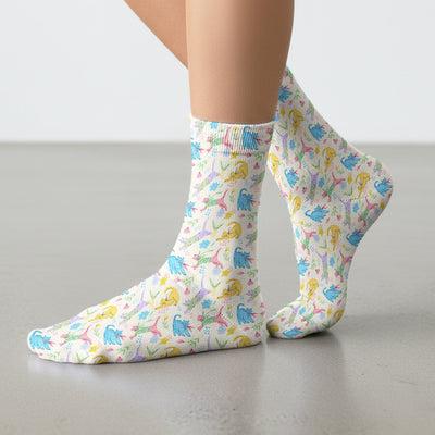 Cute Colorful Cat Floral Pattern Socks, Socks for Nurse Doctor