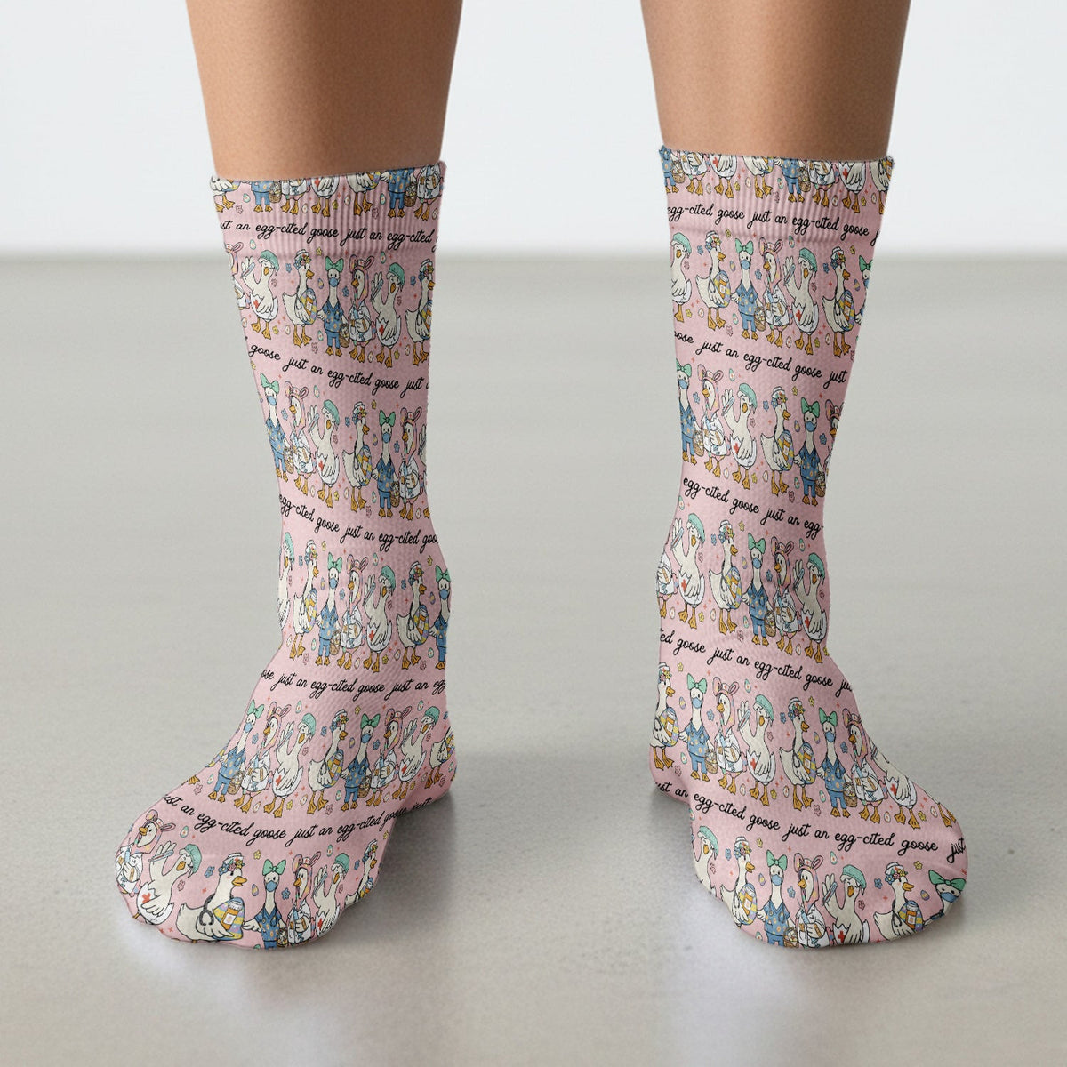 Funny Easter Nurse Goose Pattern Socks, Breathable Fabrics Medical Uniform