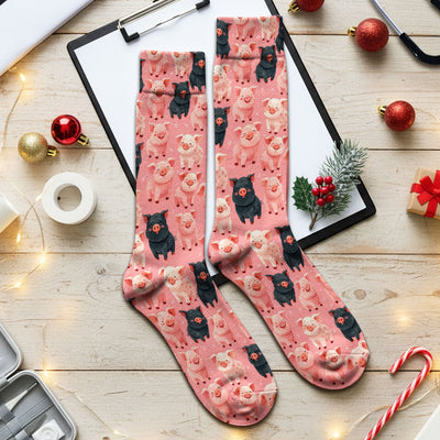 Funny Cartoon Pig Pattern Socks, Cute Nurse Socks
