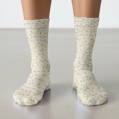Adorable Ducks Lemon Daisy Pattern Socks, Socks for Nurse Doctor