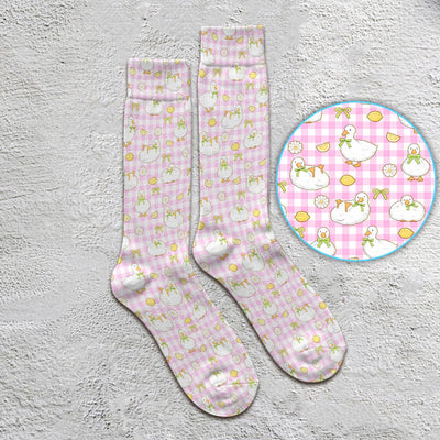 Adorable Ducks Lemon Daisy Pattern Socks, Socks for Nurse Doctor