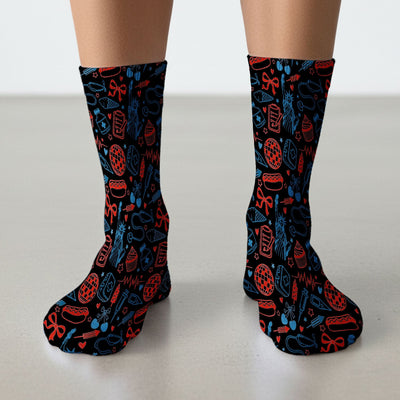 Patriotic Nurse Medical Icons Pattern Print Socks, Adult Socks for Men and Women