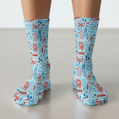 Patriotic Nurse Medical Icons Pattern Print Socks, Adult Socks for Men and Women