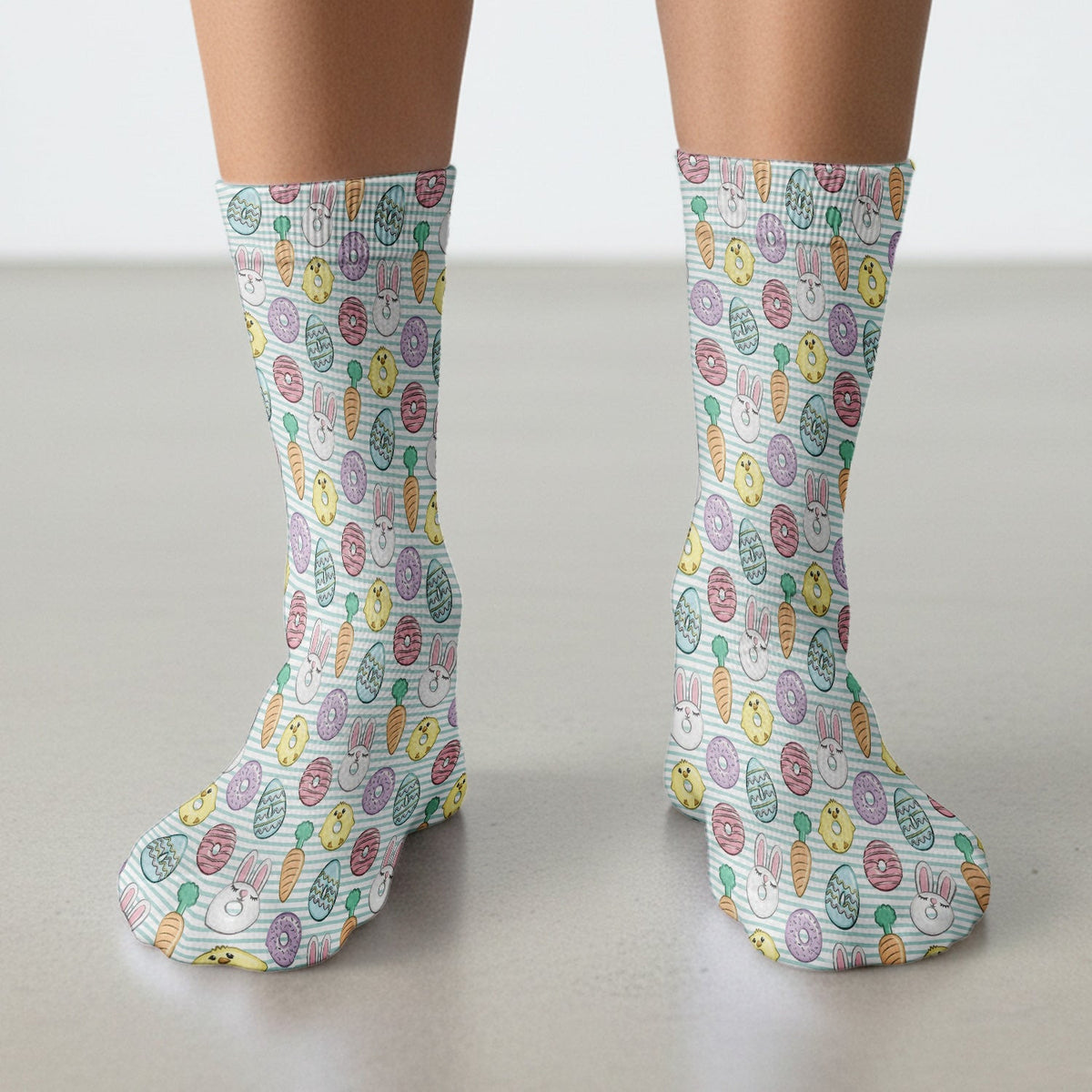 Funny Easter Chick Bunny Pattern Print Socks, Adult Socks for Men and Women