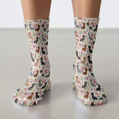Adorable Dachshund Floral Pattern Socks, Socks for Nurse Doctor