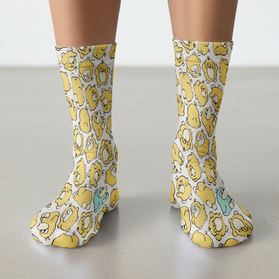 Funny Yellow Cartoon Duck Pattern Socks, Socks for Nurse Doctor