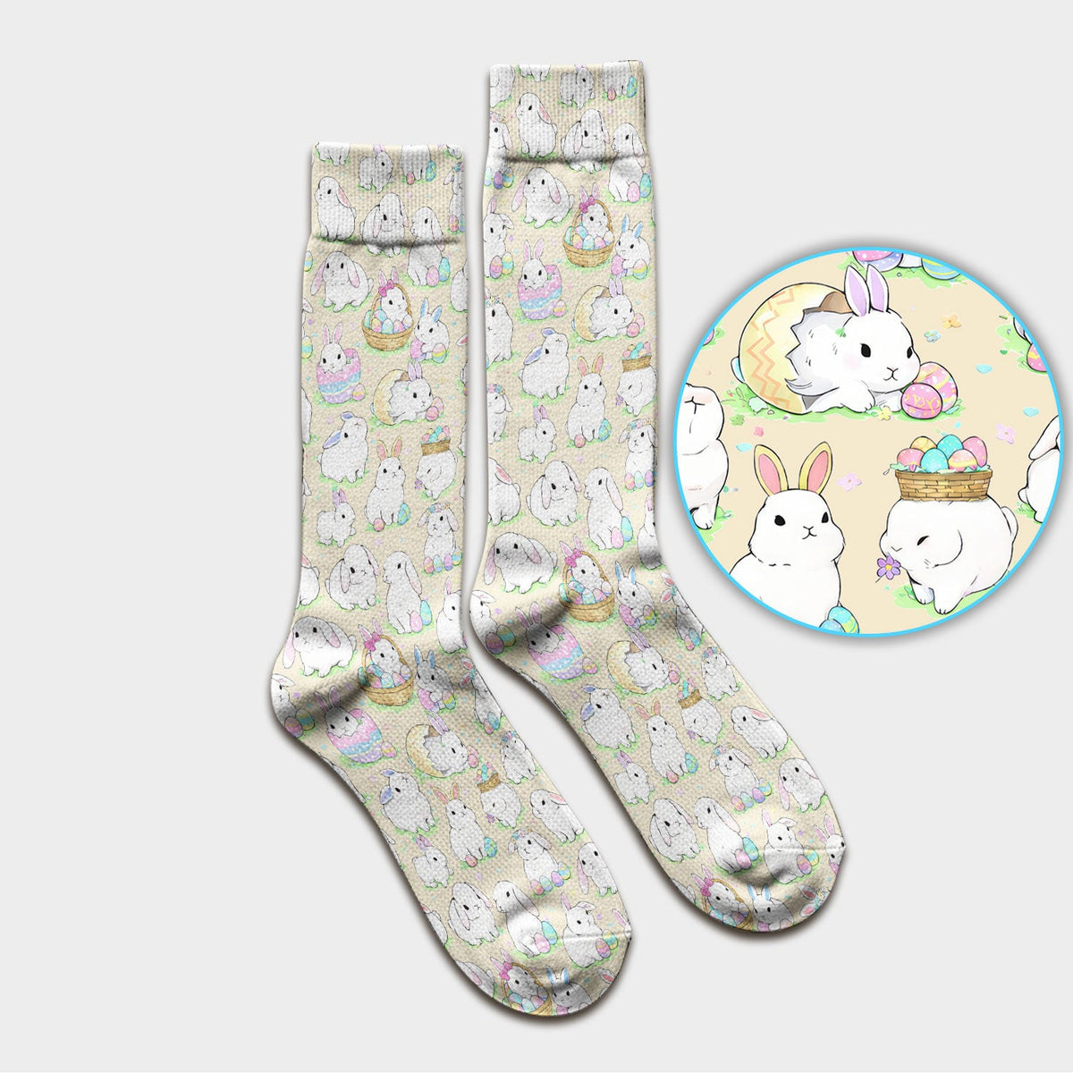 Cute Easter Bunny Egg Pattern Socks, Socks for Nurse Doctor