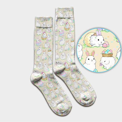 Cute Easter Bunny Egg Pattern Socks, Socks for Nurse Doctor