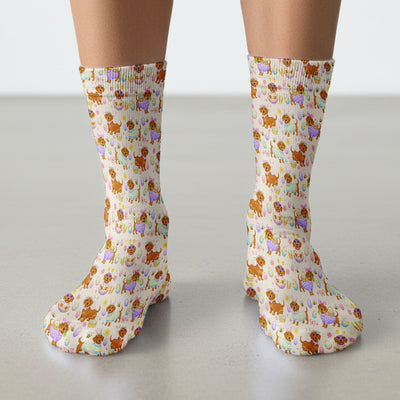 Cute Easter Dachshund Dog Pattern Socks, Adult Socks for Men and Women
