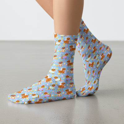 Cute Easter Dachshund Dog Pattern Socks, Adult Socks for Men and Women