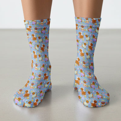 Cute Easter Dachshund Dog Pattern Socks, Adult Socks for Men and Women