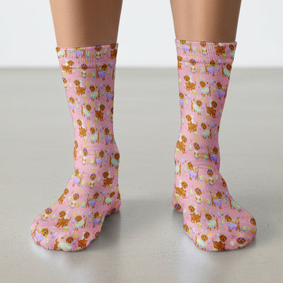 Cute Easter Dachshund Dog Pattern Socks, Adult Socks for Men and Women