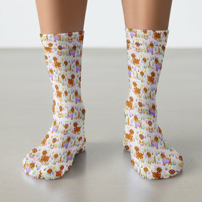 Cute Easter Dachshund Dog Pattern Socks, Adult Socks for Men and Women