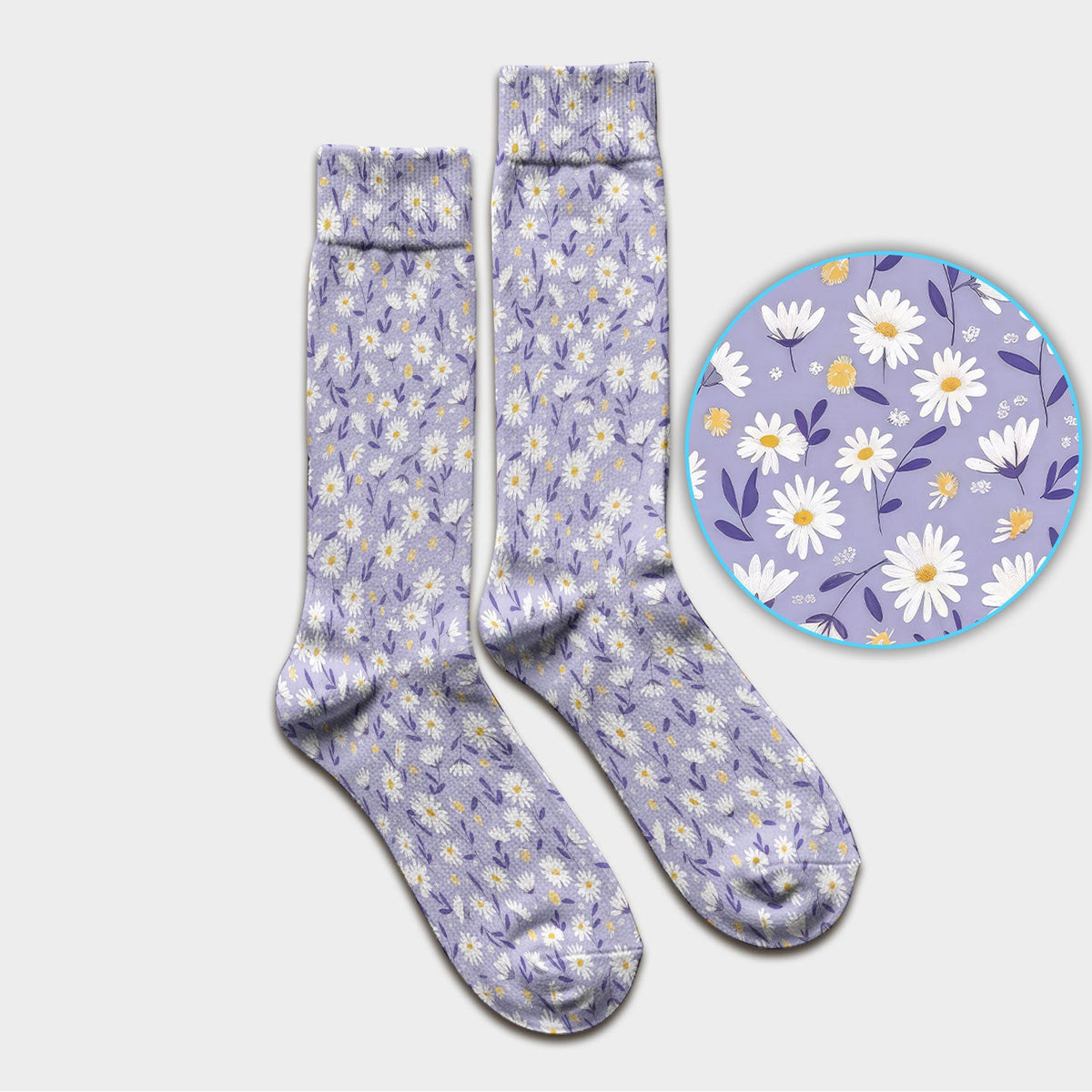 Cute Purple Daisy Botanical Print Socks, Socks for Nurse Doctor