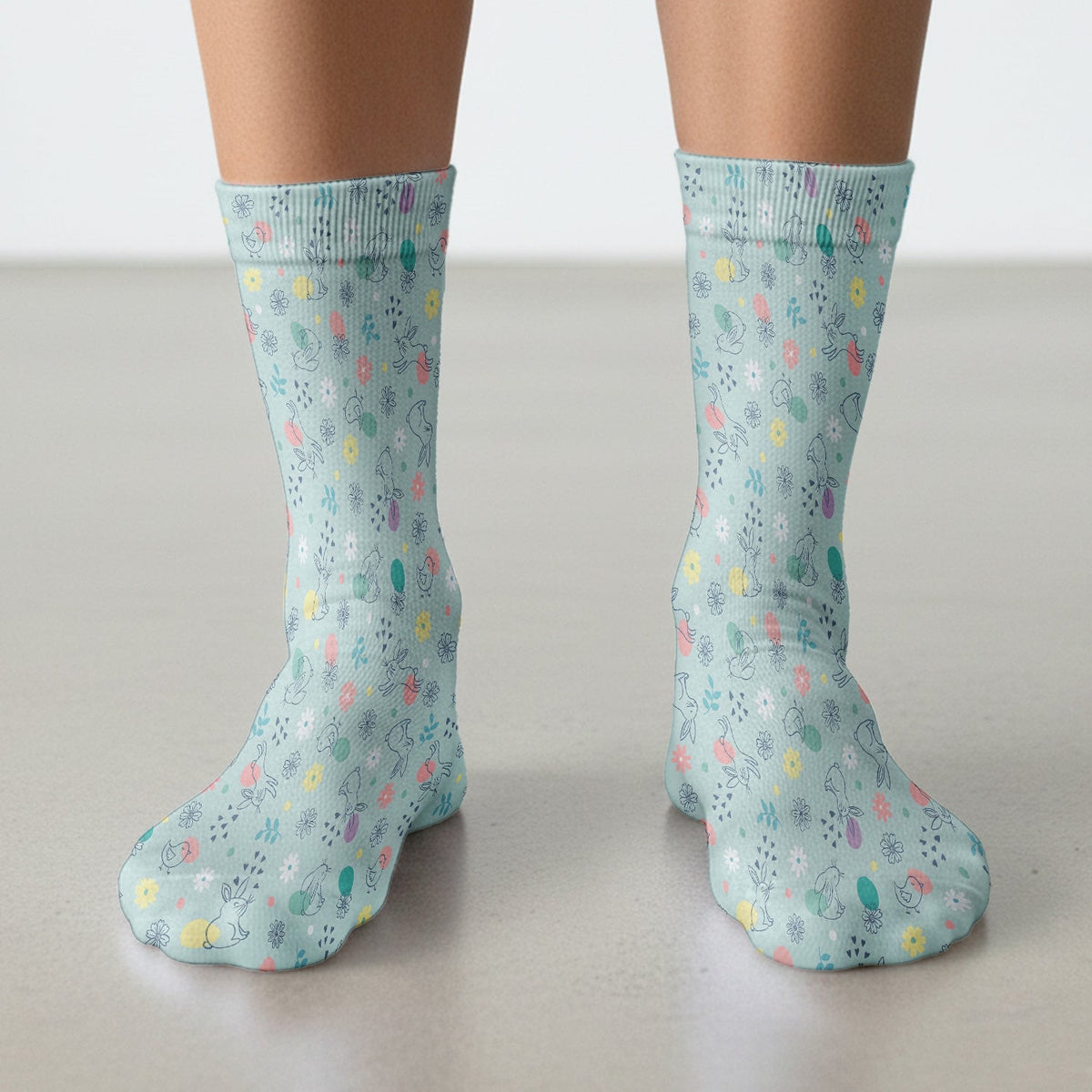 Whimsical Easter Bunny Eggs Pattern Socks, Breathable Fabrics Medical Uniform