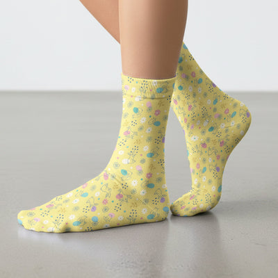 Whimsical Easter Bunny Eggs Pattern Socks, Breathable Fabrics Medical Uniform
