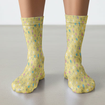 Whimsical Easter Bunny Eggs Pattern Socks, Breathable Fabrics Medical Uniform