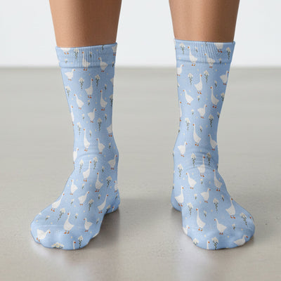 Blue Goose Floral Pattern Socks, Socks for Nurse Doctor
