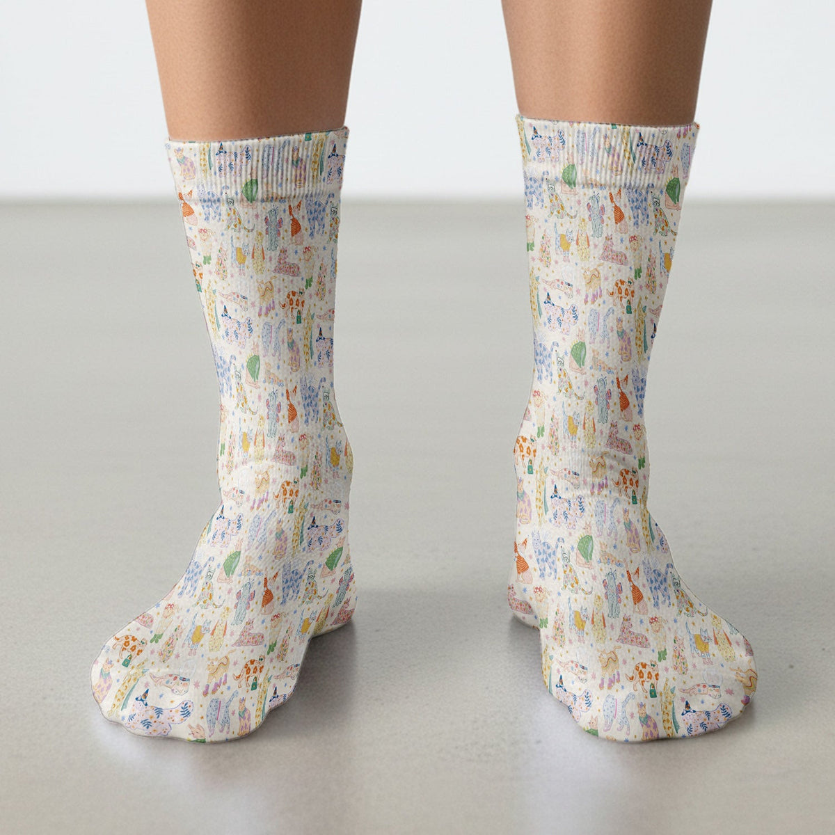 Cute Colorful Cats Pattern Socks, Socks for Nurse Doctor