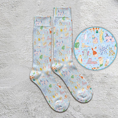 Cute Colorful Cats Pattern Socks, Socks for Nurse Doctor