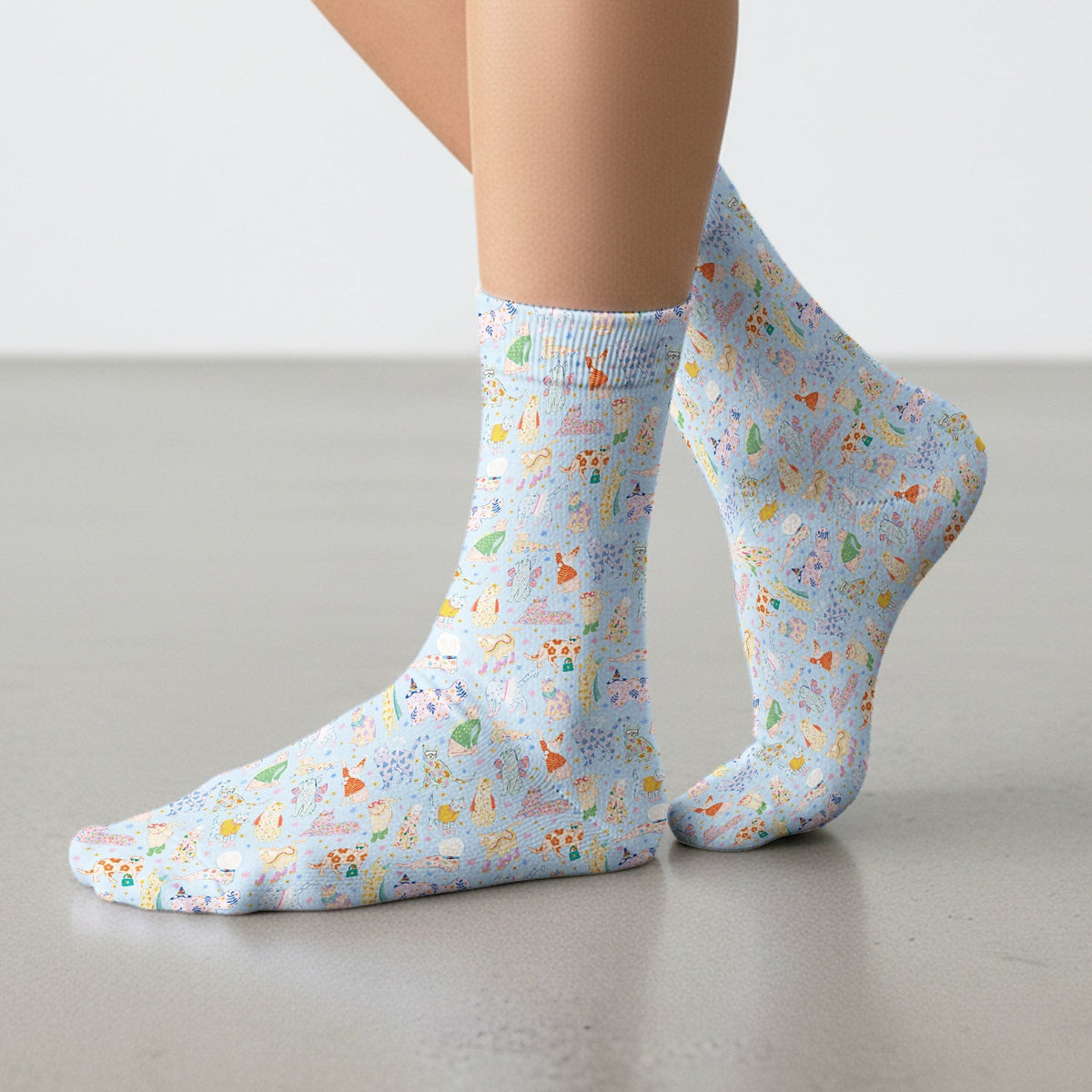 Cute Colorful Cats Pattern Socks, Socks for Nurse Doctor