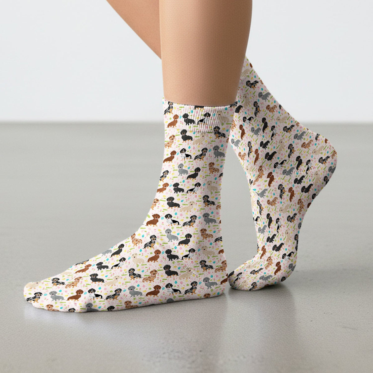 Easter Dachshund Dog Pattern Socks, Socks for Nurse Doctor