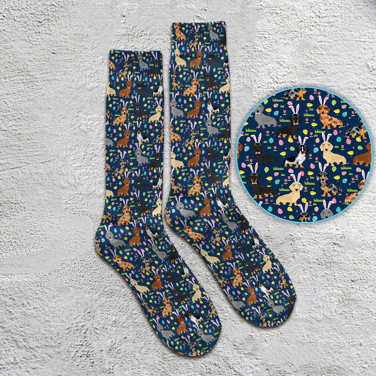 Easter Dachshund Dog Pattern Socks, Socks for Nurse Doctor