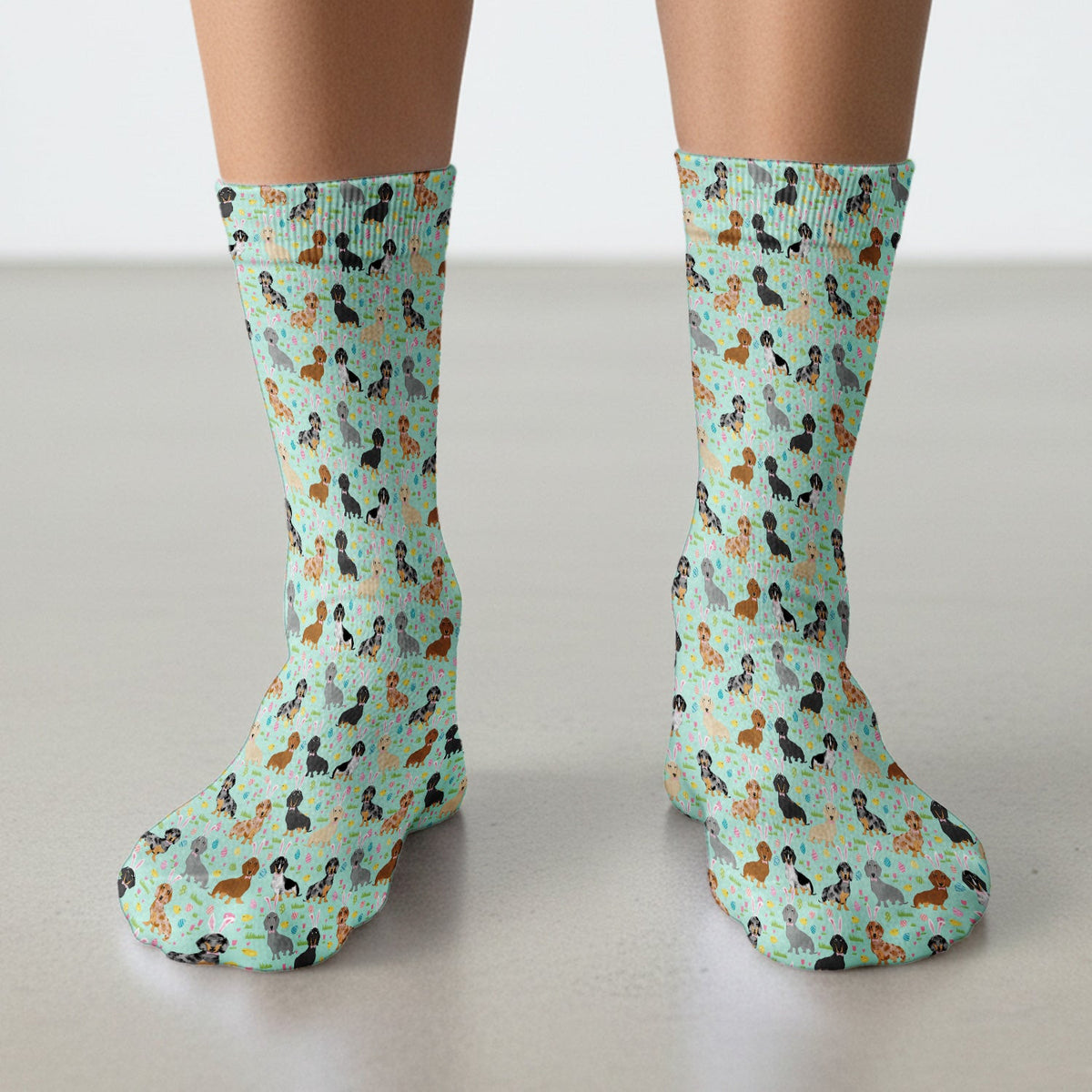 Easter Dachshund Dog Pattern Socks, Socks for Nurse Doctor