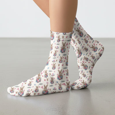 Pastel Easter Bunny Nest Pattern Socks, Socks for Nurse Doctor