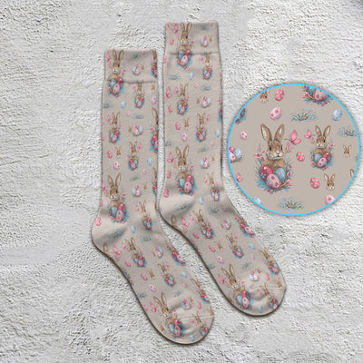 Pastel Easter Bunny Nest Pattern Socks, Socks for Nurse Doctor